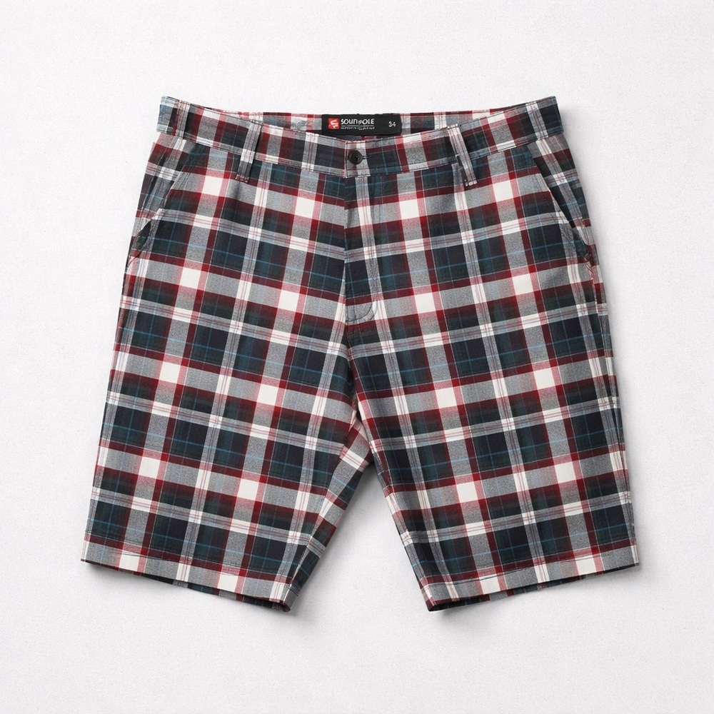 South Pole Plaid Shorts - Red, Blue, and White